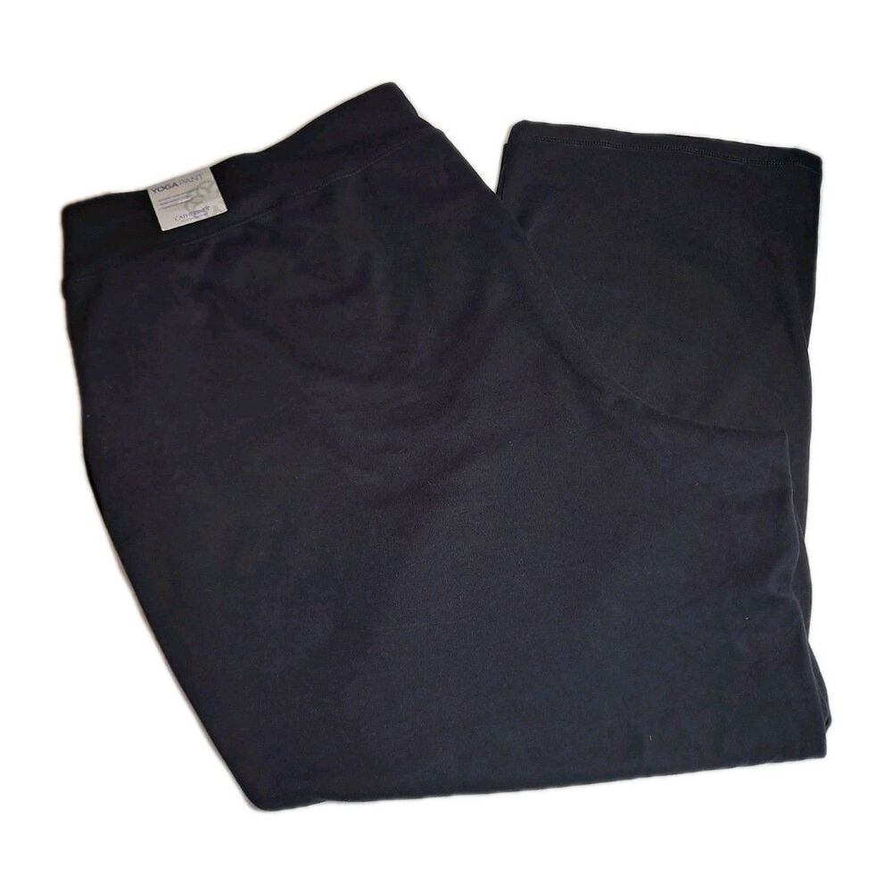 Catherines Yoga Pant Women's Size 5X (34/36W) Black Relaxed Fit Wide Waistband